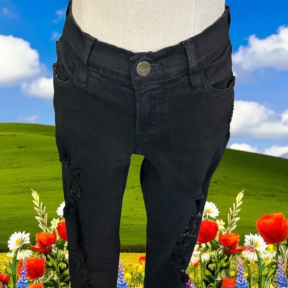 Frame Denim ‘Le Skinny De Jeanne’ in Distressed “Film Noir” Black Size 26 - Picture 5 of 16